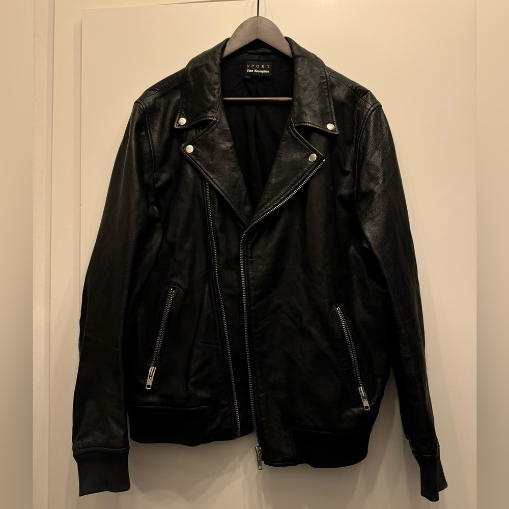 The Kooples Sport Leather Biker Jacket